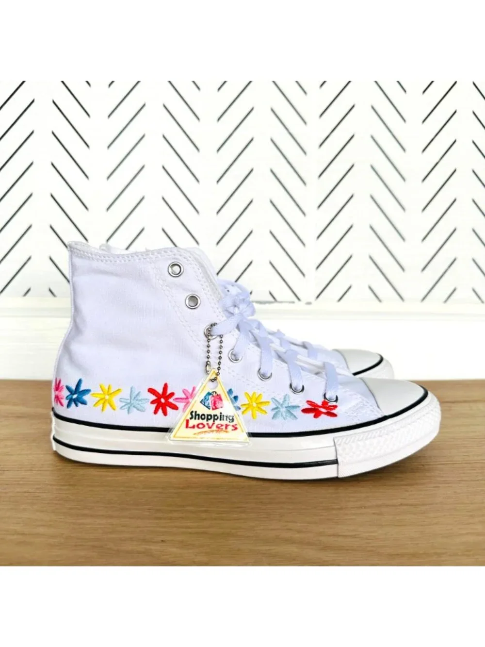 ⭐Chuck Taylor All Star Hi GS Big Kid Shoes 5.5 White Floral Embroidered A06311F